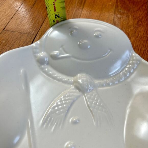 Vintage Pfaltzgraff White Snowman Embossed Christmas Cookie Serving Plate - Picture 5 of 12